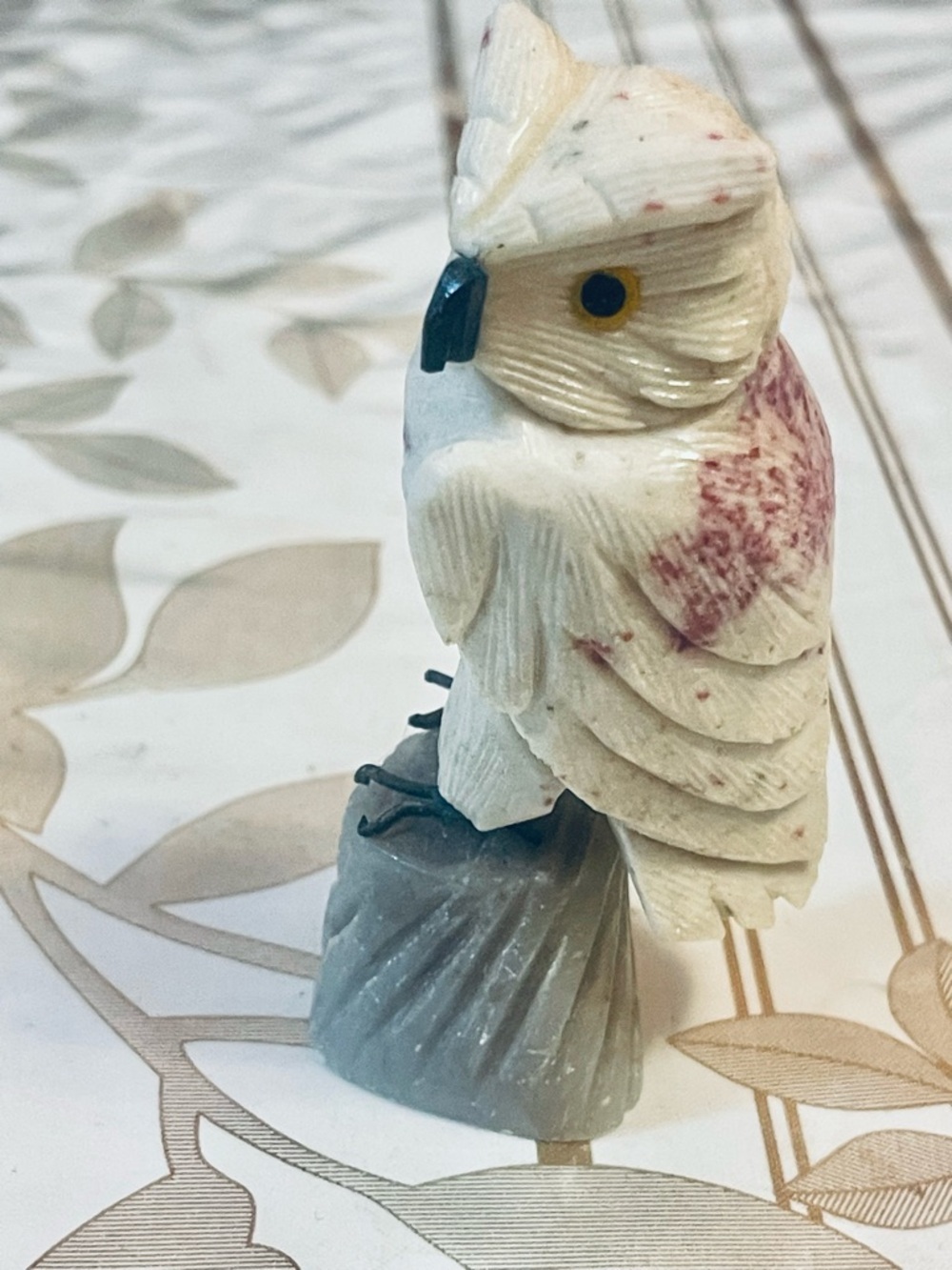 VTG Stone Carved Owl  Bird Statue Figurine Gemstone Southwest Style 3”